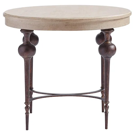 Adriana Lamp Table with Turned Antique Bronze Legs